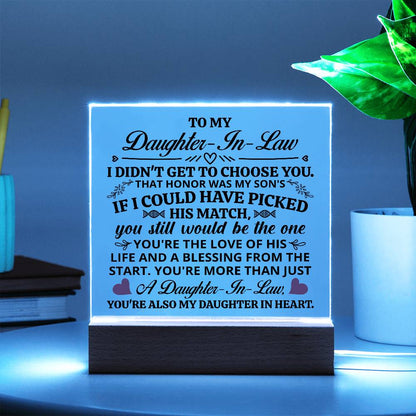 Square Acrylic Plaque - Daughter-in-Law Gift 6.5"