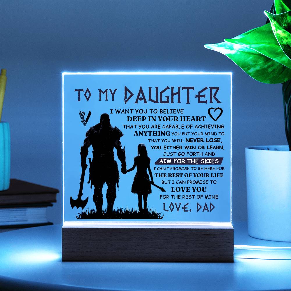 Viking Square Acrylic Plaque - 6.5" Decorative Gift for Daughter