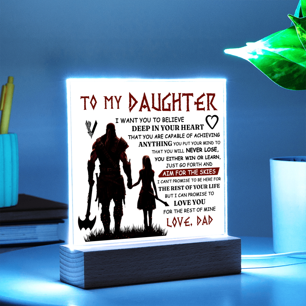 TO MY DAUGHTER VIKING SQUARE ACRYLIC PLAQUE