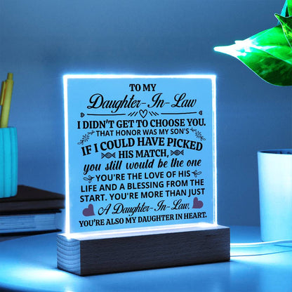 Square Acrylic Plaque - Daughter-in-Law Gift 6.5"