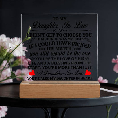 Square Acrylic Plaque - Daughter-in-Law Gift 6.5"