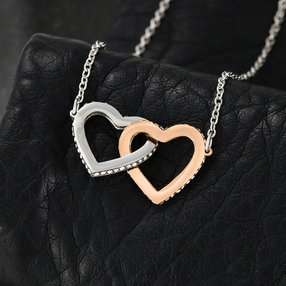 Interlocking Heart Necklace - Cubic Zirconia Surgical Steel 22"