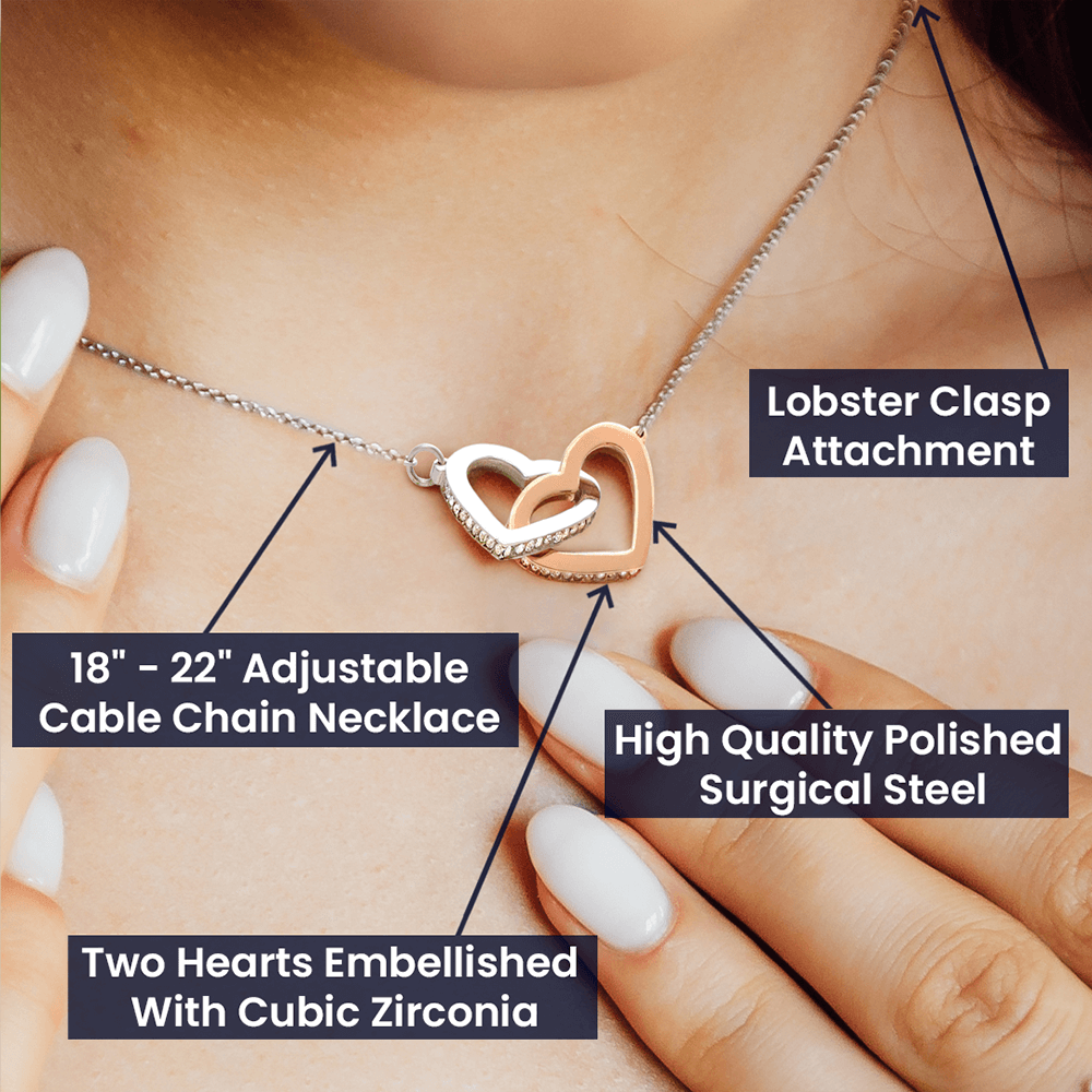 Interlocking Heart Necklace - Cubic Zirconia Surgical Steel 22"