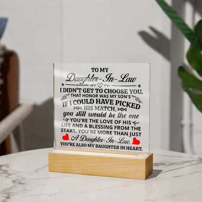 Square Acrylic Plaque - Daughter-in-Law Gift 6.5"