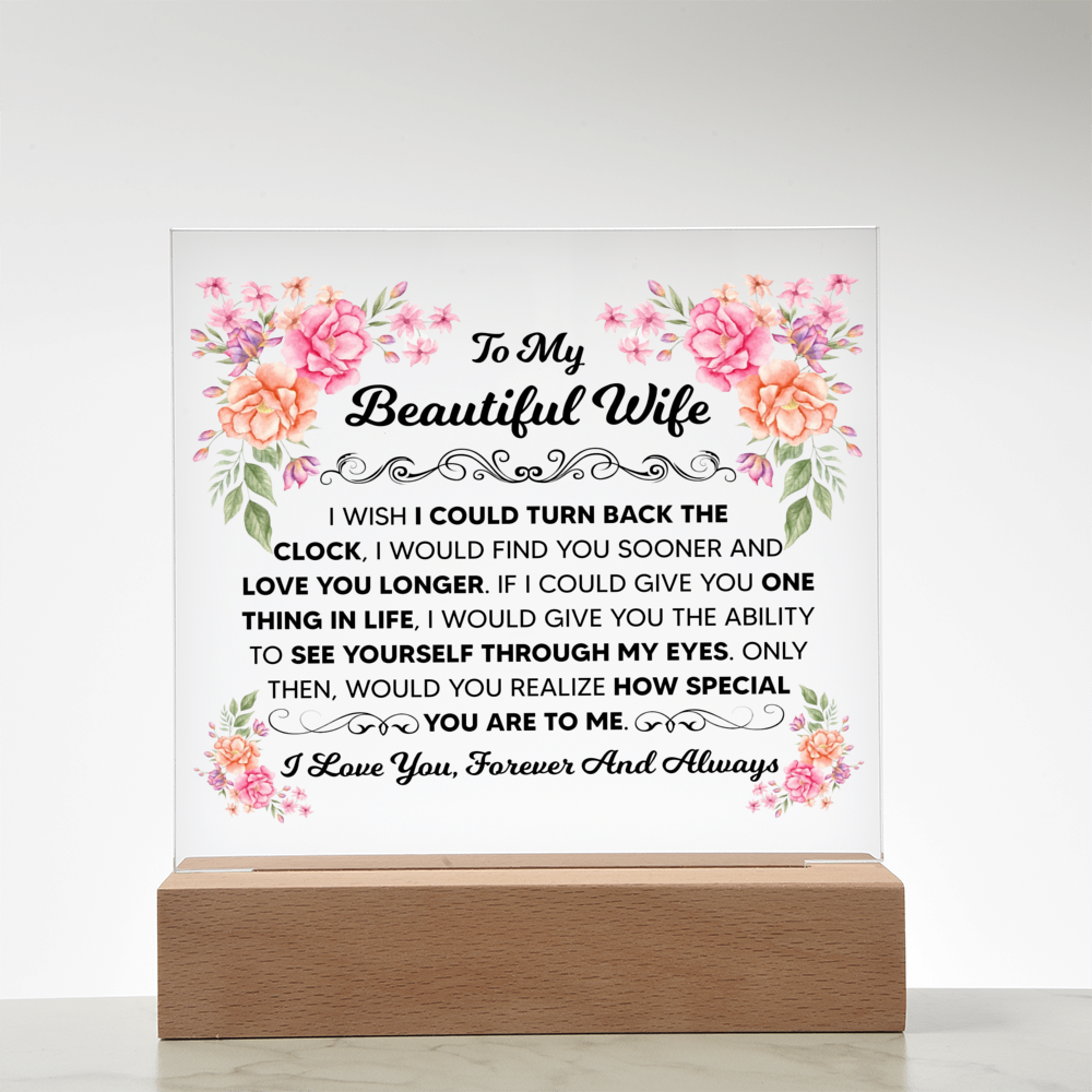 TO MY BEAUTIFUL WIFE SQUARE ACRYLIC PLAQUE 1