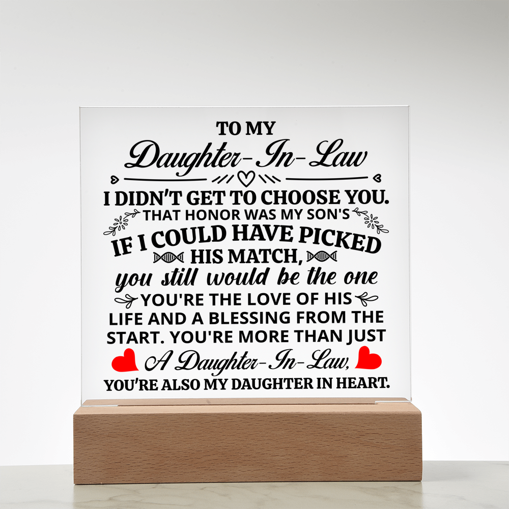 TO MY DAUGHTER IN LAW HONOR SQUARE ACRYLIC