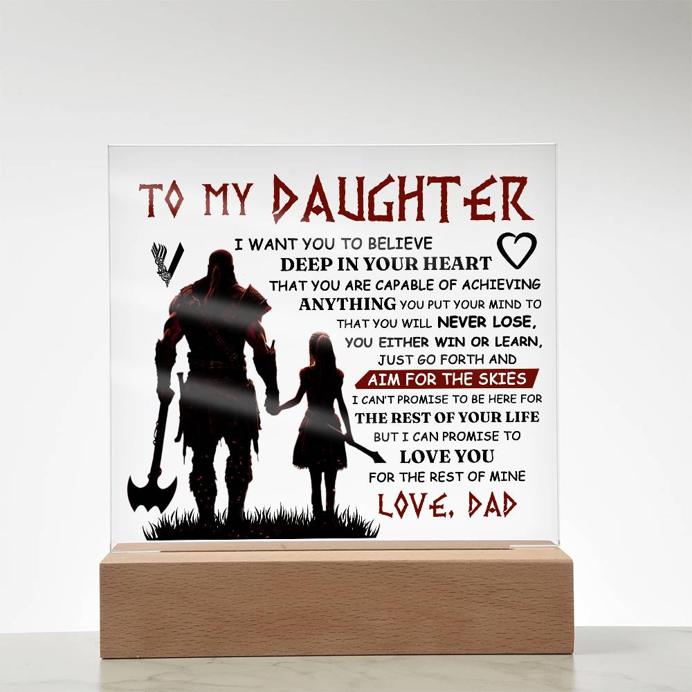 Viking Square Acrylic Plaque - 6.5" Decorative Gift for Daughter