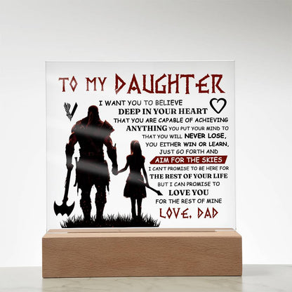 Viking Square Acrylic Plaque - 6.5" Decorative Gift for Daughter