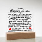 TO MY DAUGHTER IN LAW HONOR SQUARE ACRYLIC