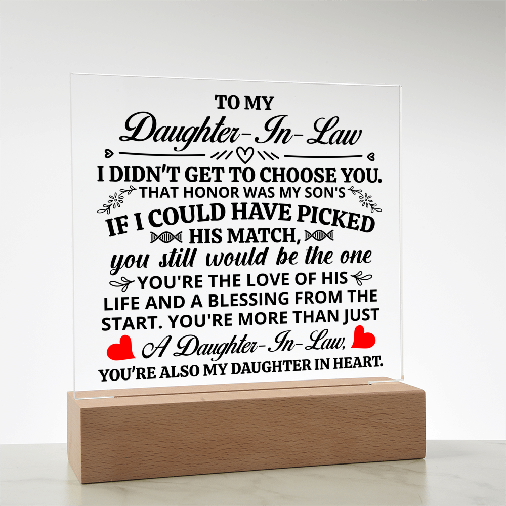 TO MY DAUGHTER IN LAW HONOR SQUARE ACRYLIC