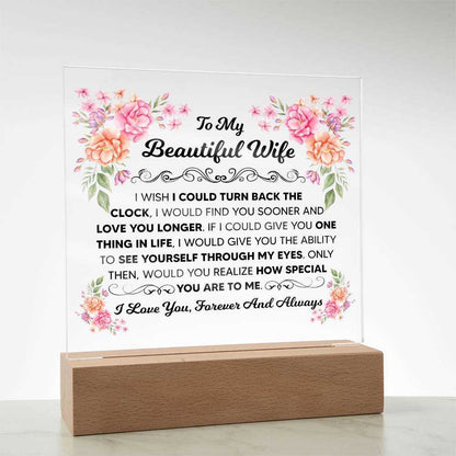 TO MY BEAUTIFUL WIFE SQUARE ACRYLIC PLAQUE