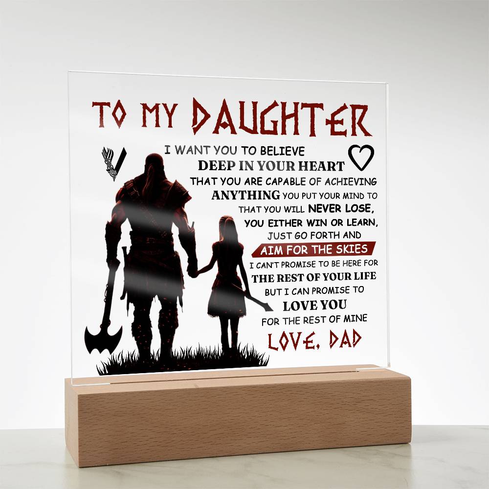 Viking Square Acrylic Plaque - 6.5" Decorative Gift for Daughter