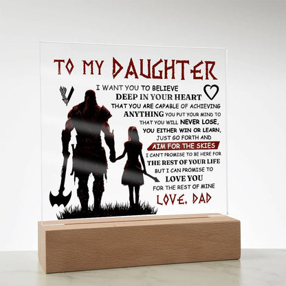 Viking Square Acrylic Plaque - 6.5" Decorative Gift for Daughter