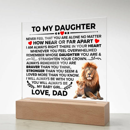 Square Acrylic Plaque To My Daughter - 6.5" Decorative Gift