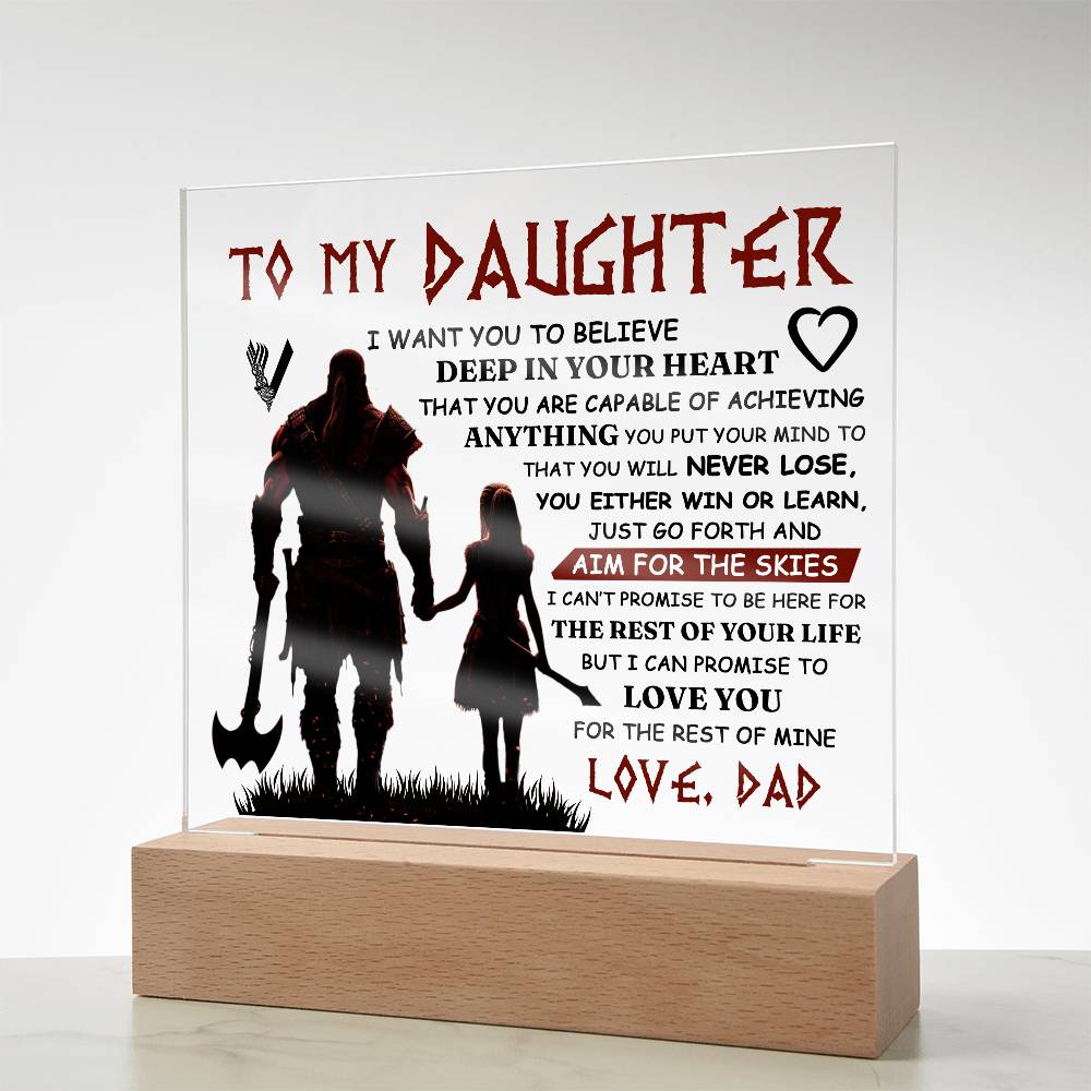 Viking Square Acrylic Plaque - 6.5" Decorative Gift for Daughter