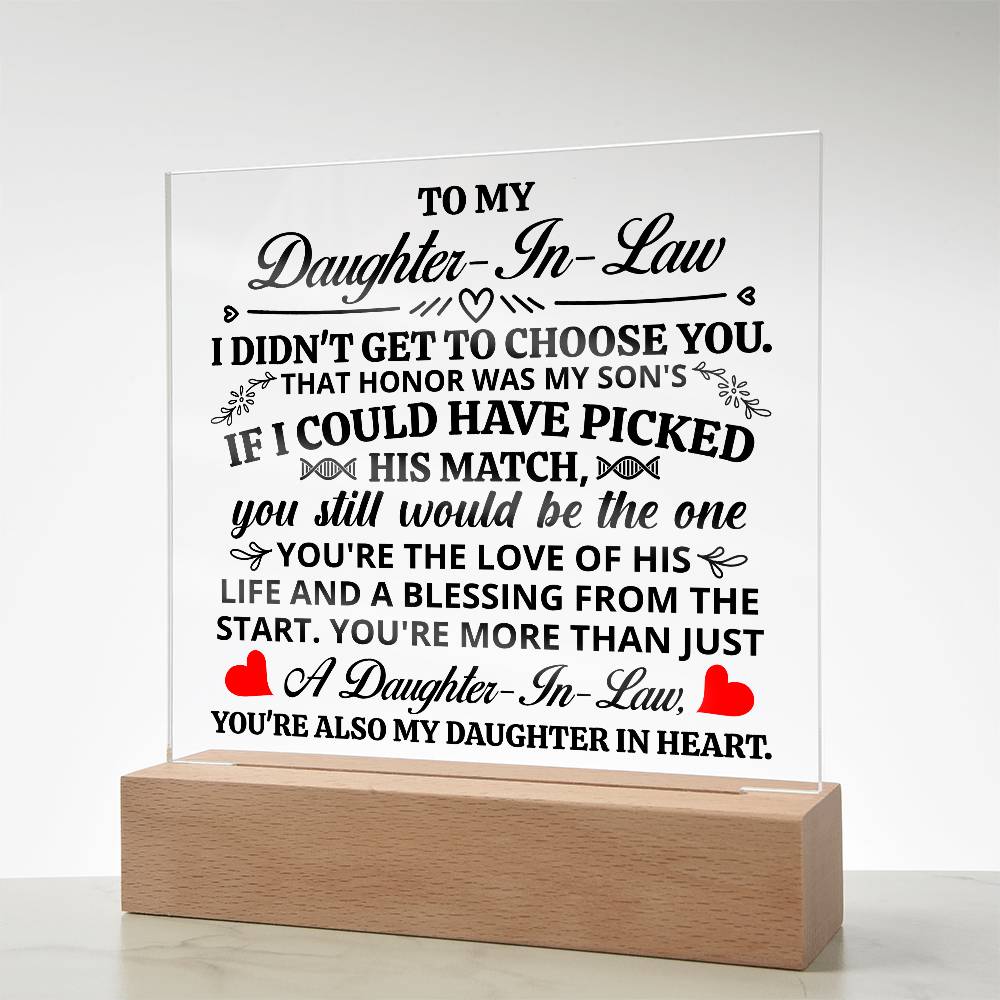 Square Acrylic Plaque - Daughter-in-Law Gift 6.5"