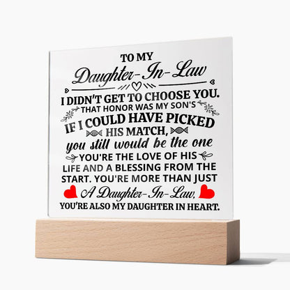 Square Acrylic Plaque - Daughter-in-Law Gift 6.5"