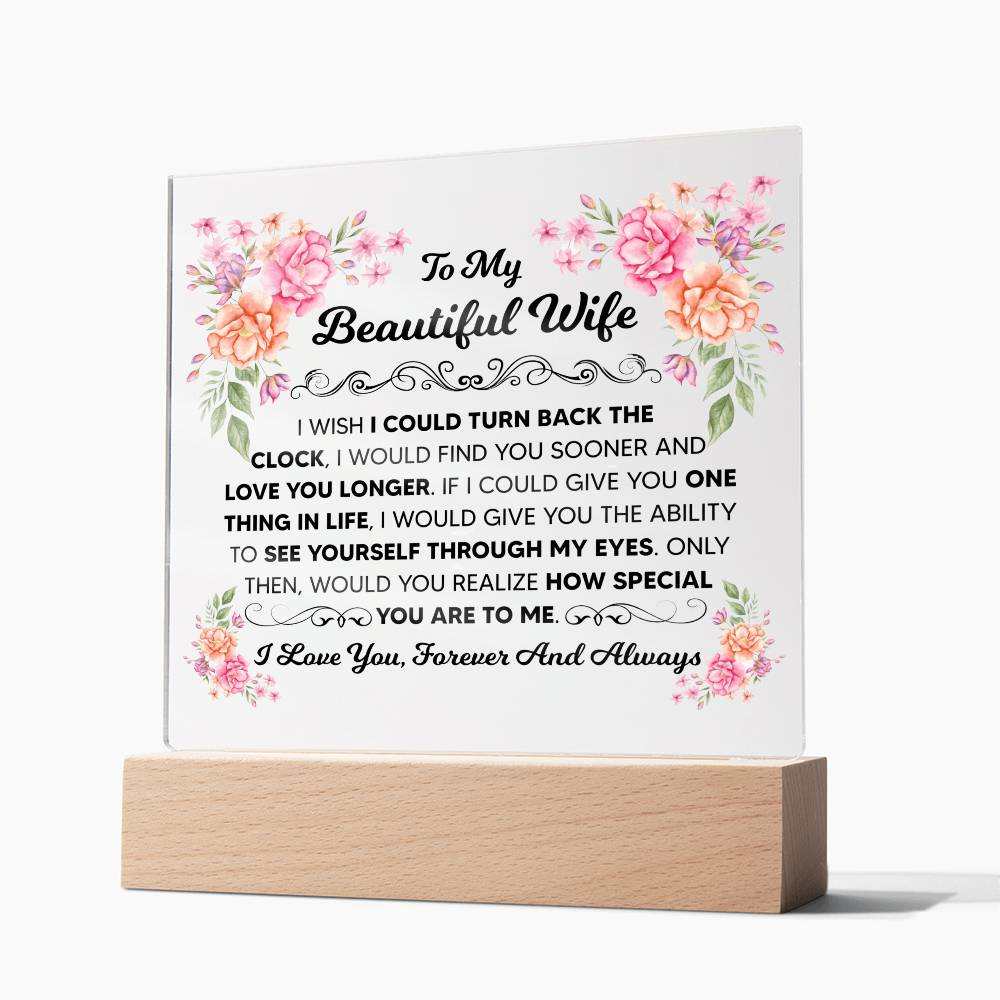 TO MY BEAUTIFUL WIFE SQUARE ACRYLIC PLAQUE