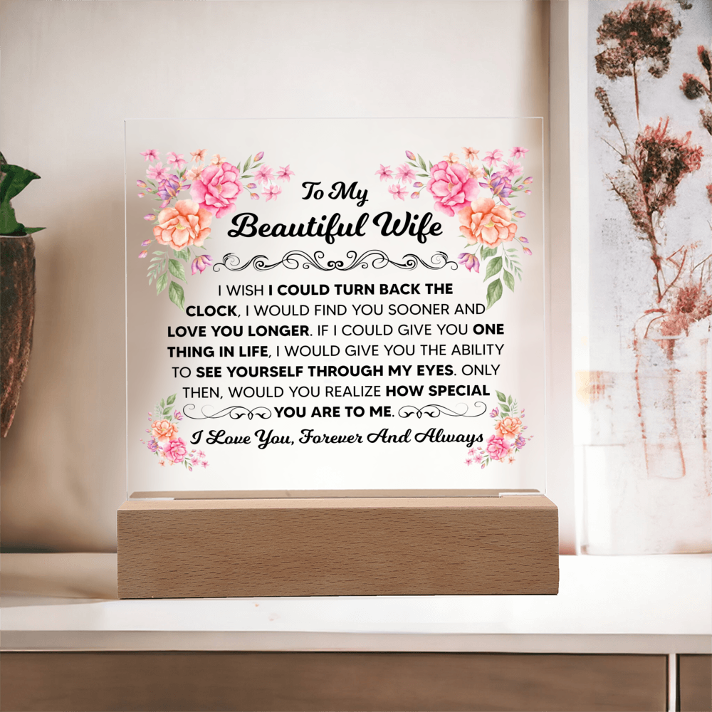 TO MY BEAUTIFUL WIFE SQUARE ACRYLIC PLAQUE