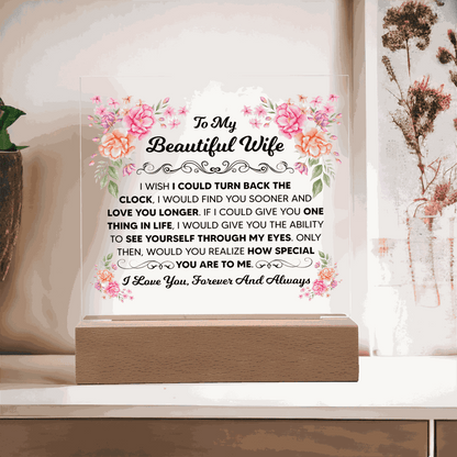 TO MY BEAUTIFUL WIFE SQUARE ACRYLIC PLAQUE