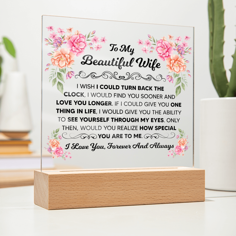 TO MY BEAUTIFUL WIFE SQUARE ACRYLIC PLAQUE 1