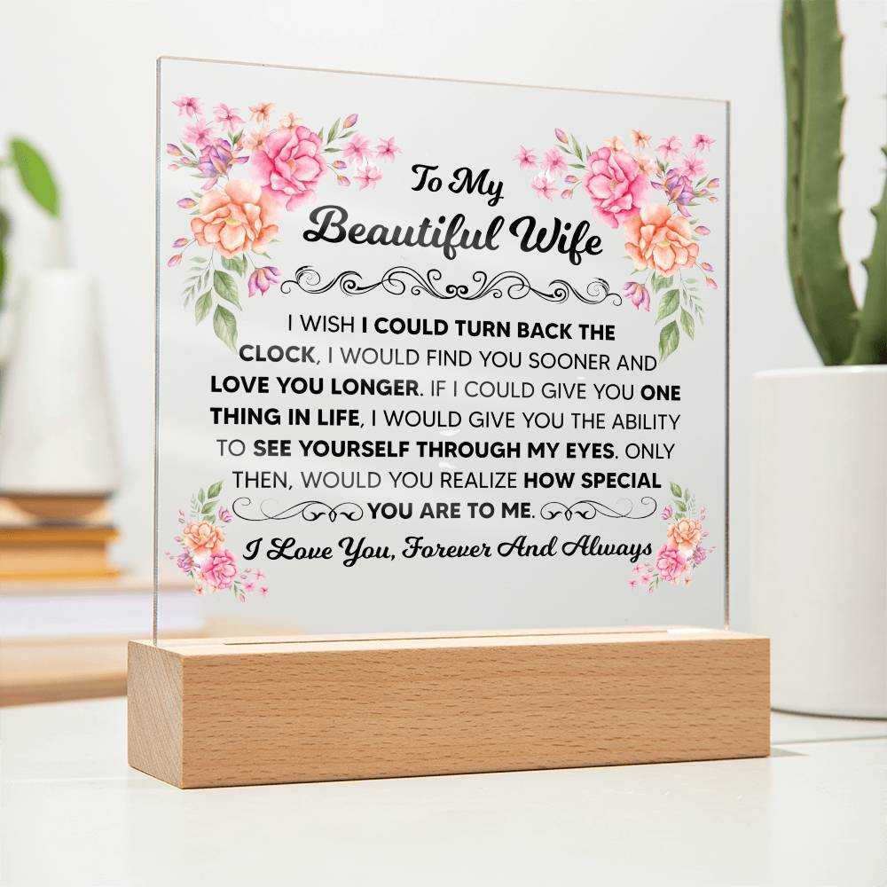 TO MY BEAUTIFUL WIFE SQUARE ACRYLIC PLAQUE