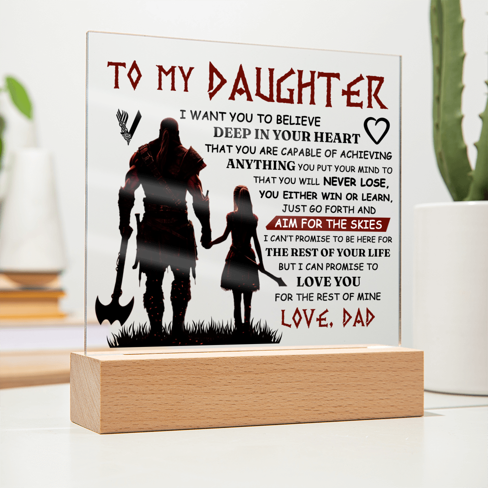 TO MY DAUGHTER VIKING SQUARE ACRYLIC PLAQUE