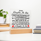TO MY DAUGHTER IN LAW HONOR SQUARE ACRYLIC
