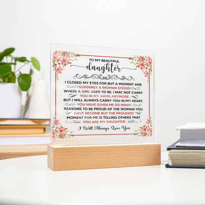 Square Acrylic Plaque - 6.5" Decorative Gift for Daughter