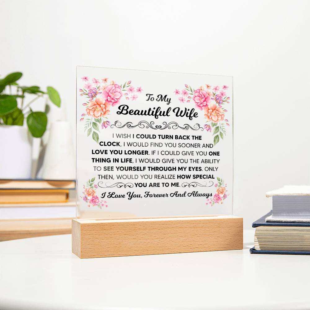TO MY BEAUTIFUL WIFE SQUARE ACRYLIC PLAQUE