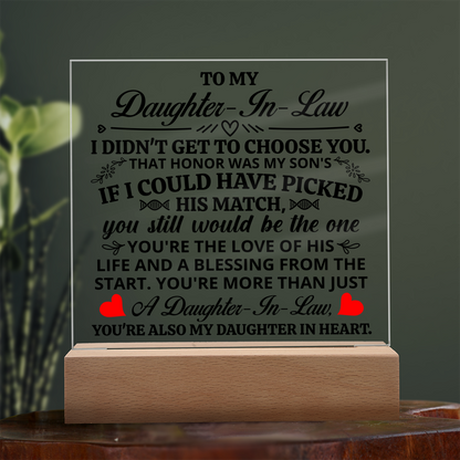 Square Acrylic Plaque - Daughter-in-Law Gift 6.5"