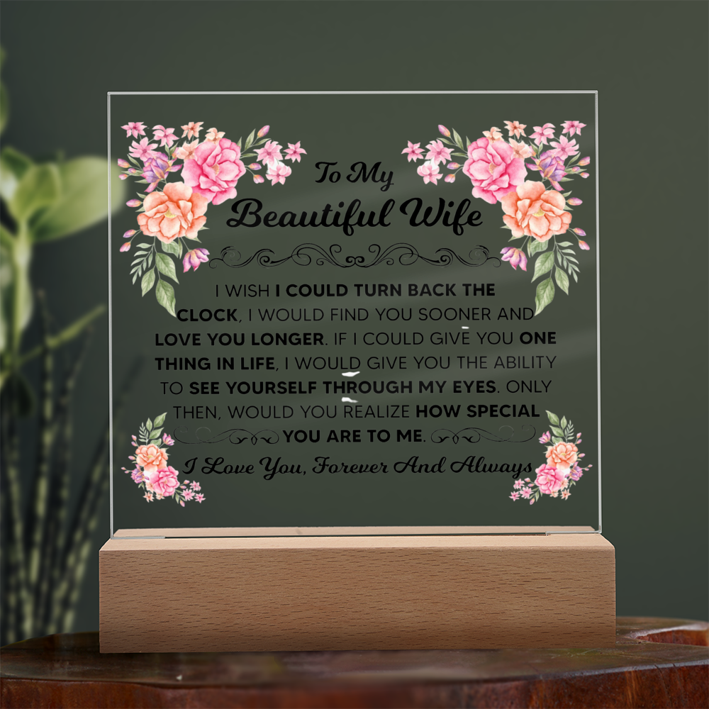 TO MY BEAUTIFUL WIFE SQUARE ACRYLIC PLAQUE