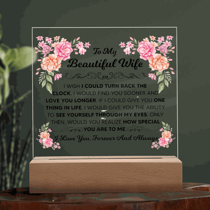 TO MY BEAUTIFUL WIFE SQUARE ACRYLIC PLAQUE
