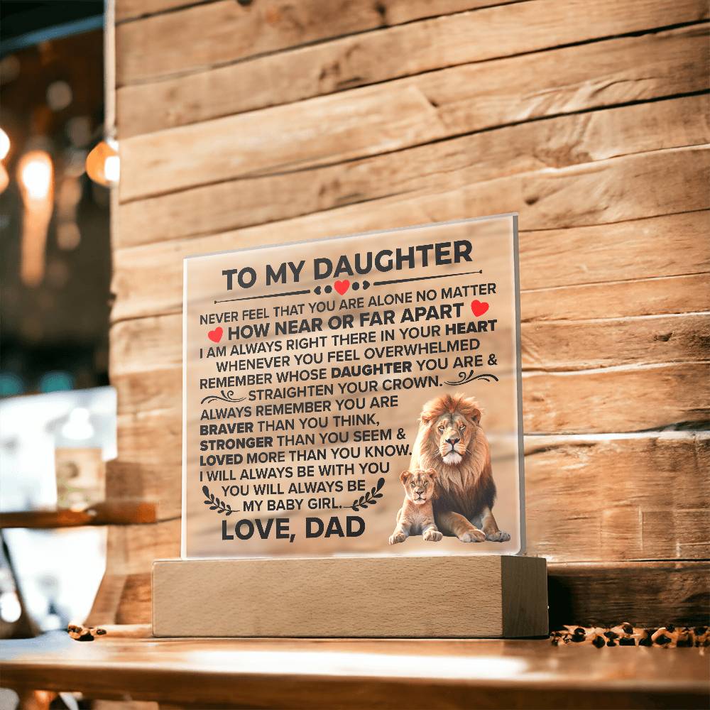 Square Acrylic Plaque To My Daughter - 6.5" Decorative Gift