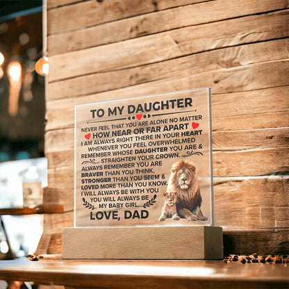 Square Acrylic Plaque To My Daughter - 6.5" Decorative Gift