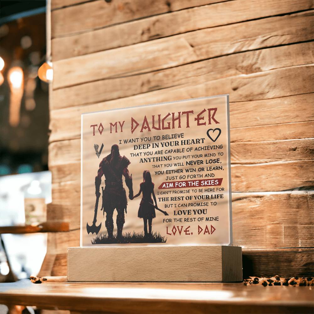 Viking Square Acrylic Plaque - 6.5" Decorative Gift for Daughter