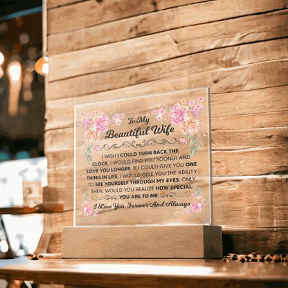 TO MY BEAUTIFUL WIFE SQUARE ACRYLIC PLAQUE