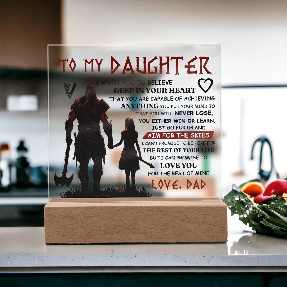 Viking Square Acrylic Plaque - 6.5" Decorative Gift for Daughter
