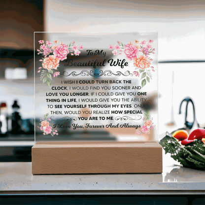 TO MY BEAUTIFUL WIFE SQUARE ACRYLIC PLAQUE
