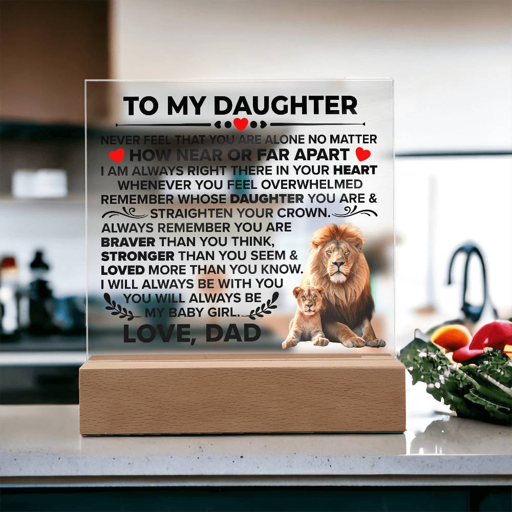 Square Acrylic Plaque To My Daughter - 6.5" Decorative Gift