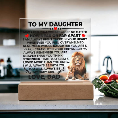 Square Acrylic Plaque To My Daughter - 6.5" Decorative Gift