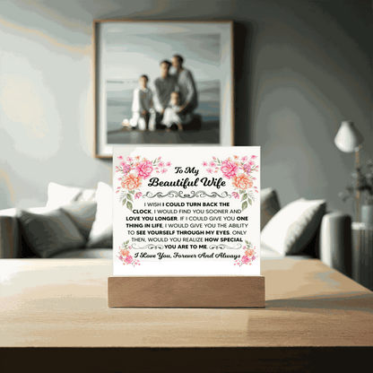 TO MY BEAUTIFUL WIFE SQUARE ACRYLIC PLAQUE