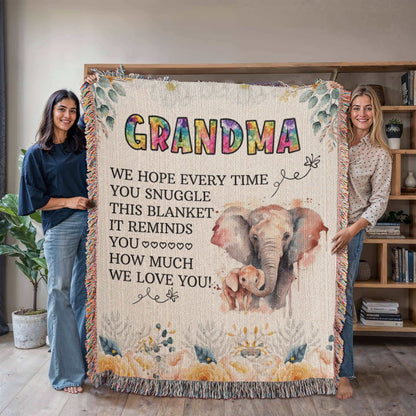 To My Grandma - Elephant Woven Blanket
