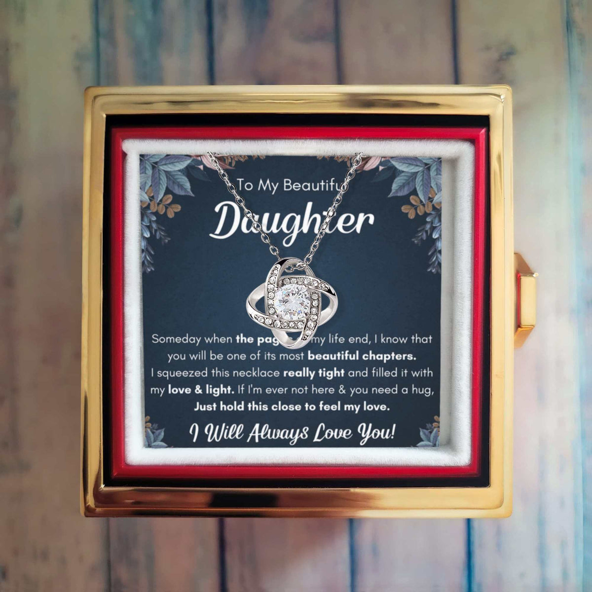 Chapters Squeezed Name - Daughter Birthday Necklace with Rose Box