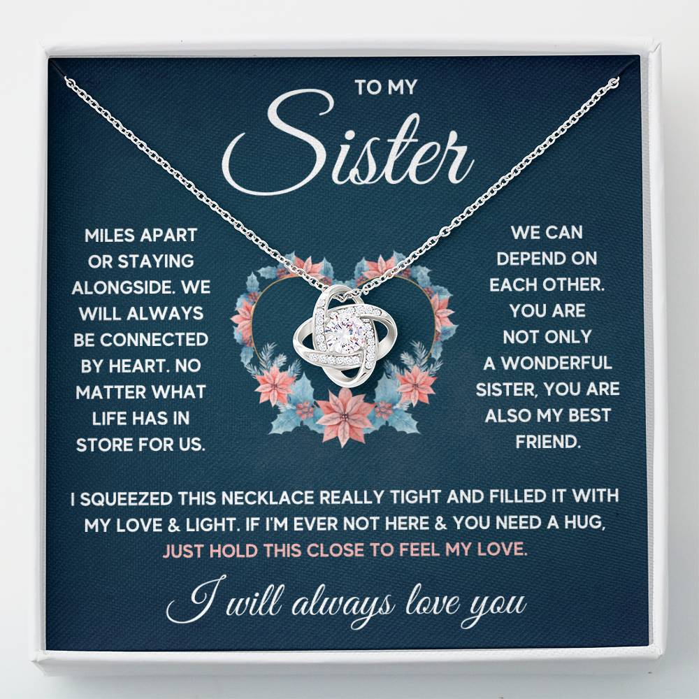 Love Knot Necklace - 14k White Gold Over Stainless Steel 6mm CZ