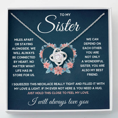 Love Knot Necklace - 14k White Gold Over Stainless Steel 6mm CZ