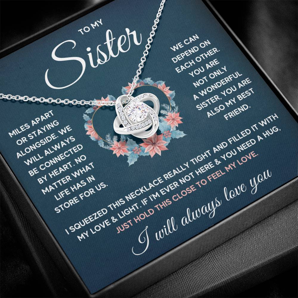 Love Knot Necklace - 14k White Gold Over Stainless Steel 6mm CZ