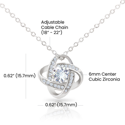 Love Knot Necklace - 14k White Gold Over Stainless Steel 6mm CZ