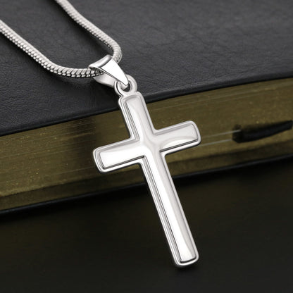 Stainless Steel Cross Necklace with Adjustable Snake Chain