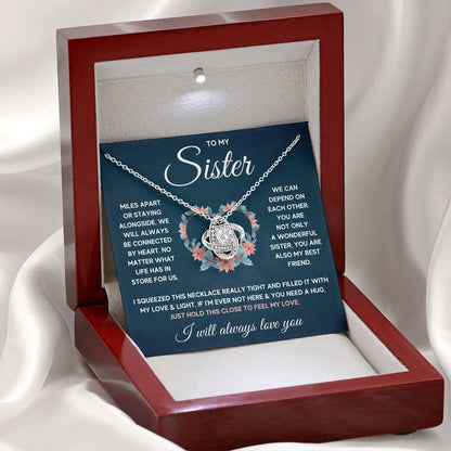 Love Knot Necklace - 14k White Gold Over Stainless Steel 6mm CZ